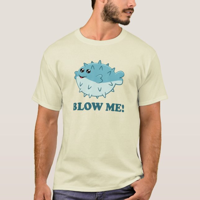 Camiseta Soprar-me peixe-pufe Kawaii engraçado (Frente)