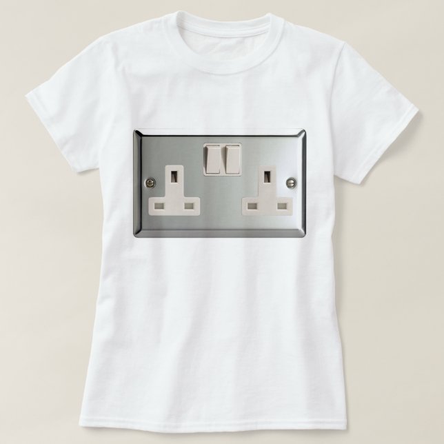 Camiseta Soquete de Plug-Socket AC BS 1363 do Reino Unido [ (Frente do Design)
