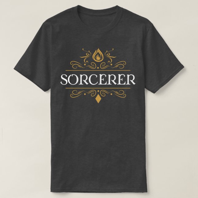 Camiseta Sorcerer Jogando Dragões em Dungeons (Frente do Design)