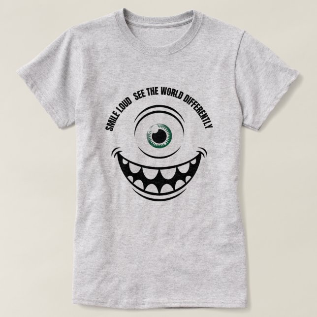 Camiseta Sorria alto, veja o mundo diferente (Frente do Design)