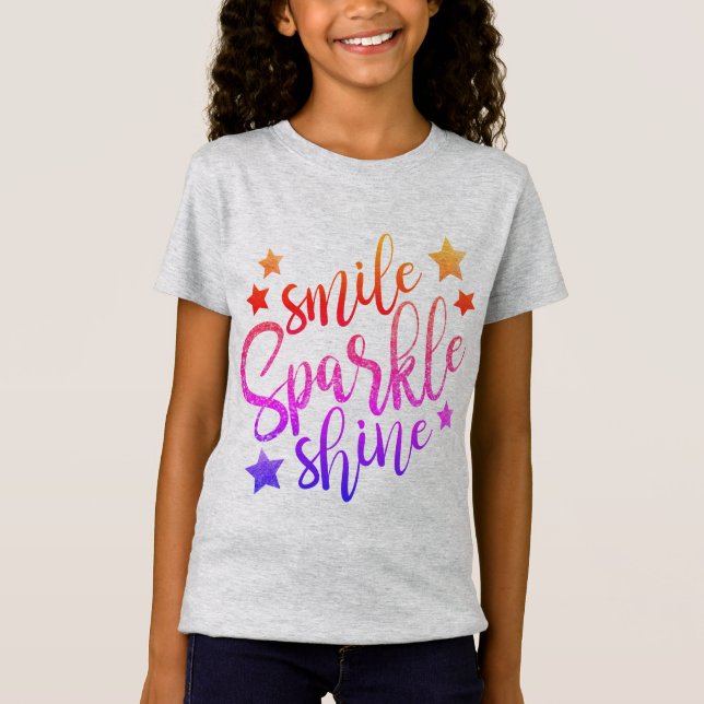 Camiseta Sorria Brilhante Brilhante Afirmação Motivacional  (Frente)