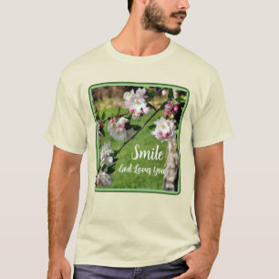 Camiseta Sorria Deus Ama Você Flores Inspirador