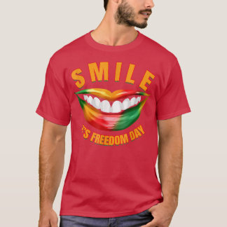 Camiseta Sorria - É Dia da Liberdade, Mulher Negra Afro Jun