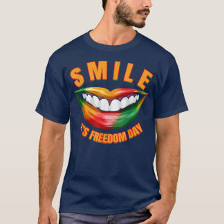 Camiseta Sorria É Dia da Liberdade, Mulher Negra Afro Junte