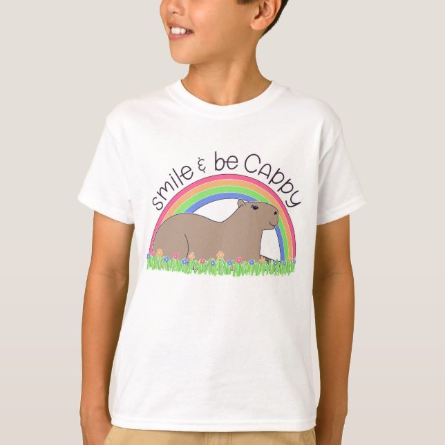Camiseta Sorria e seja Cappy feliz, capybara (Frente)