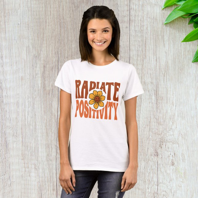 Camiseta Sorria Flor Retro de Cara Feliz (Criador carregado)