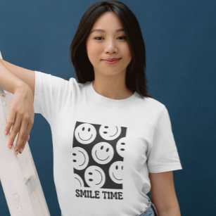 Camiseta Sorria, preto e branco Silhouch sorri Emoji