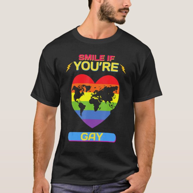 Camiseta Sorria Se você é Gay Engraçado dizendo Sarcástico  (Frente)
