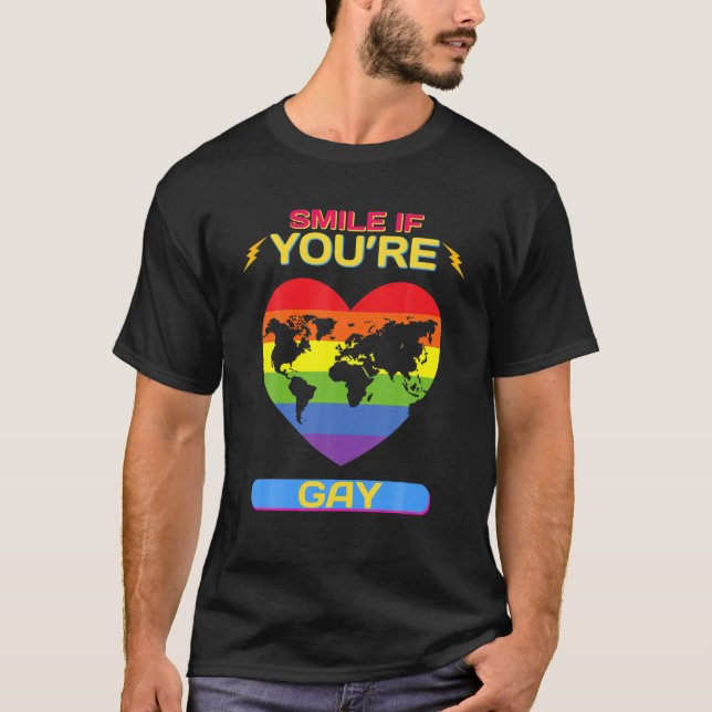 Camiseta Sorria Se você for Gay - Engraçado dizendo Sarcást (Frente)
