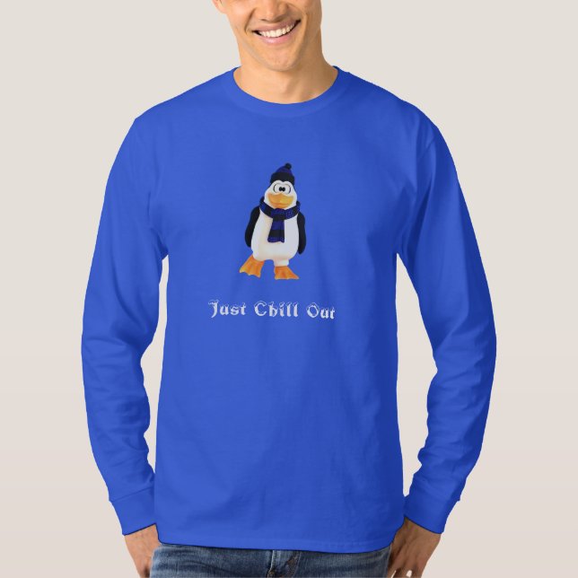 Camiseta Sorrindo Caractere Pinguim 3D Inverno Descolagem d (Frente)