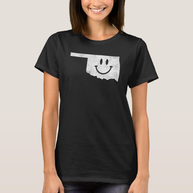 Camiseta Sorrindo Em Ok, U2013, Oklahoma Happy Face (Frente)