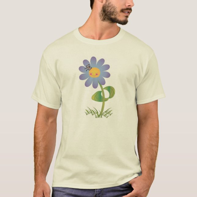 Camiseta Sorrindo margarida com borboleta (Frente)