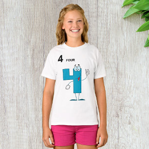 Camiseta Sorrindo Número 4 Meninas T-Shirt