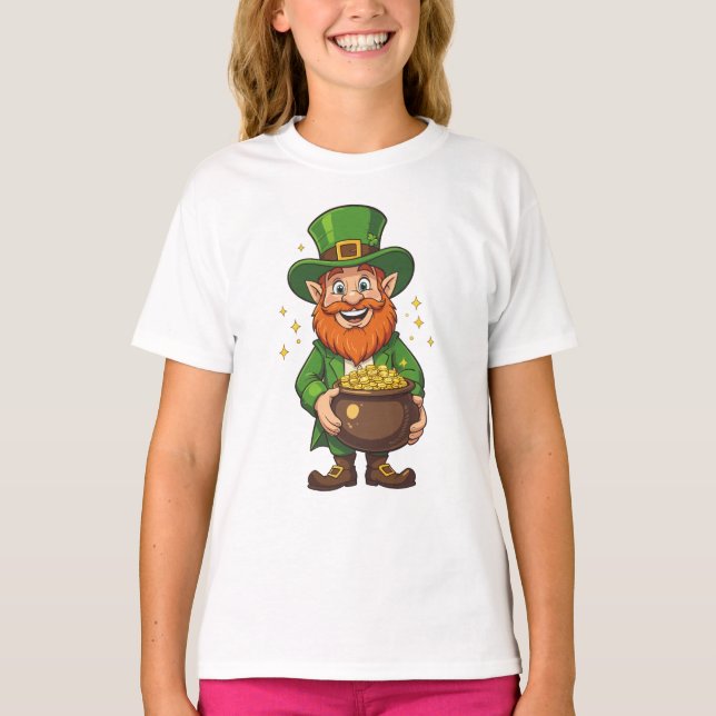 Camiseta Sorrindo Sorte Pequeno Leprechaun (Frente)