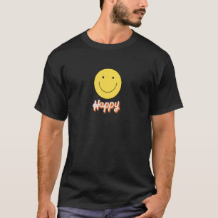 Camiseta Sorriso Bonito Rosto Feliz Unisex Amarelo Diversão