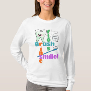 Camiseta Sorriso da lavagem de Floss da escova