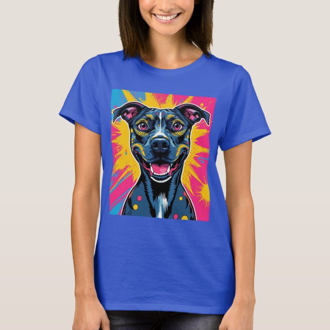 Camiseta Sorriso de arte pop - O poder de um cachorro feliz (Frente)