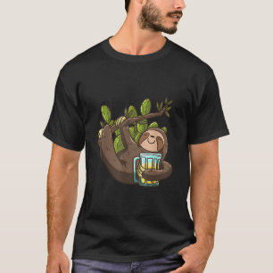 Camiseta Sorriso De Cerveja Sloth Cactus Engraçada Preguiça