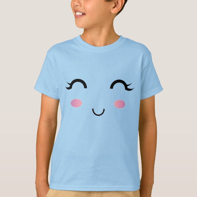 Camiseta Sorriso de Garota Kawaii Bonita (Frente)