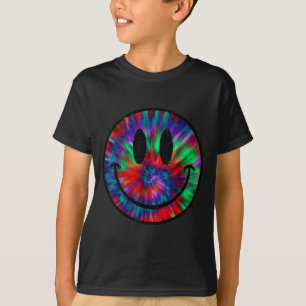 Camiseta Sorriso de rosto tingimento retro design arco-íris