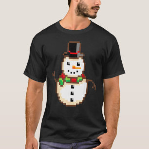 Camiseta Sorriso de Snowman Xmas Retro 8 Bits Pixel