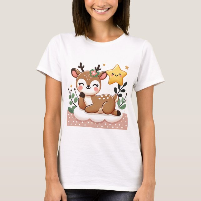 Camiseta Sorriso de veado bonito (Frente)