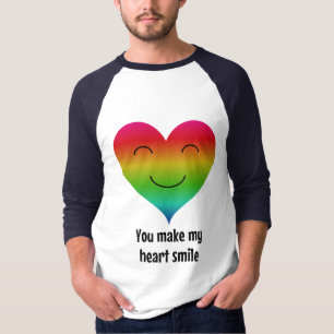 Camiseta sorriso do coração arco-íris