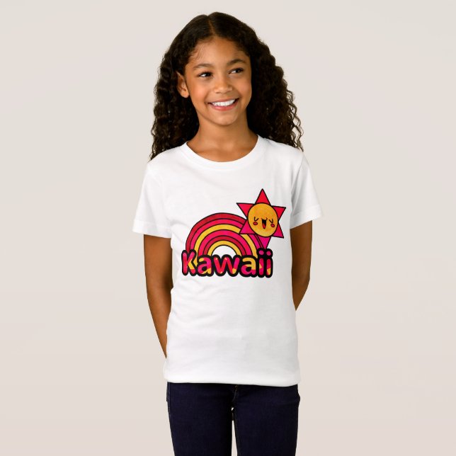 Camiseta Sorriso Kawaii Sunshine Rainbow (Frente Completa)