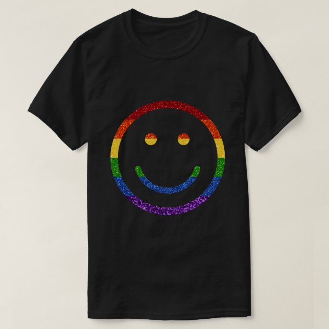 Camiseta Sorriso LGBT do Orgulho Arco-Íris (Frente do Design)