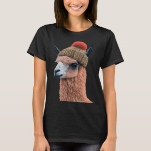 Camiseta Sorriso Llama no Humor Hipster Beanie Cute