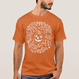 Camiseta Sorriso Palavras de Tipografia do Halloween de Pum