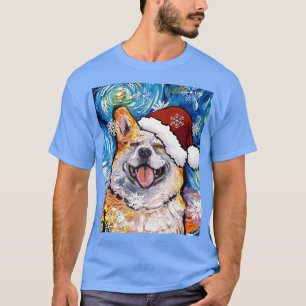 Camiseta Sorriso Papais noeis de Corgi Starry Night Dog Art