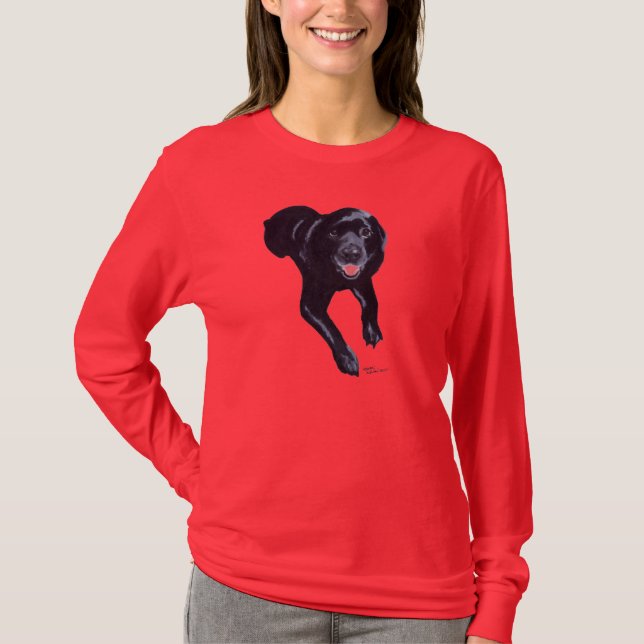 Camiseta Sorriso preto de Labrador (Frente)