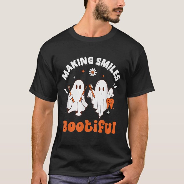 Camiseta Sorrisos Bootizando Engraçado Fantasma Dentista Ha (Frente)