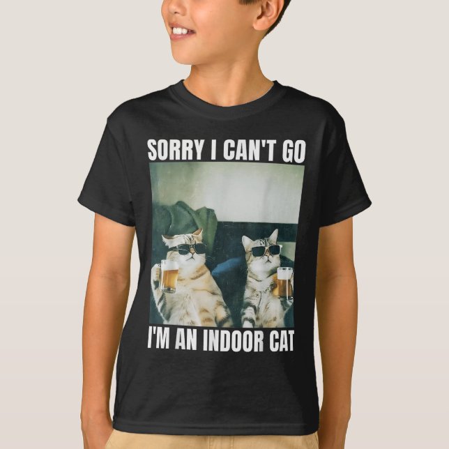 Camiseta Sorry I Can't Go I'm An Inside Cat Funny Cat Drink (Frente)