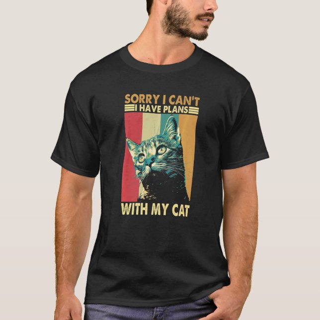 Camiseta Sorry I Can't I Have Plans with My Cat Retro Cat (Frente)