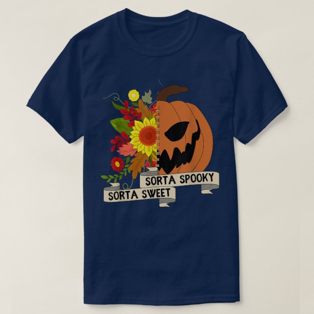Camiseta Sorta Doce Sorta Flor Spooky Pumpkin Halloween (Frente do Design)