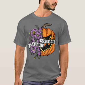 Camiseta Sorta Doce Sorta Flor Spooky Pumpkin Hippie Hal