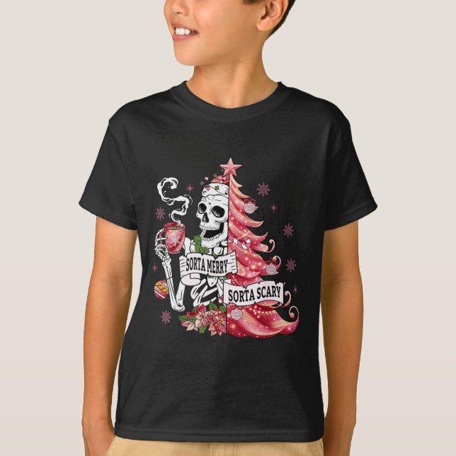 Camiseta Sorta Merry Sorta Y Funny Skeleton Christmas  (Frente)