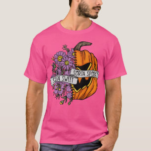 Camiseta Sorta Sweet Sorta Spooky Floral Scary Pumpkin Face