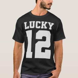 Camiseta SORTE 12 12 de Aniversário da Varsity Garota 12 Pé
