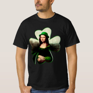 Camiseta Sorte Dia de São Patrício Mona Lisa