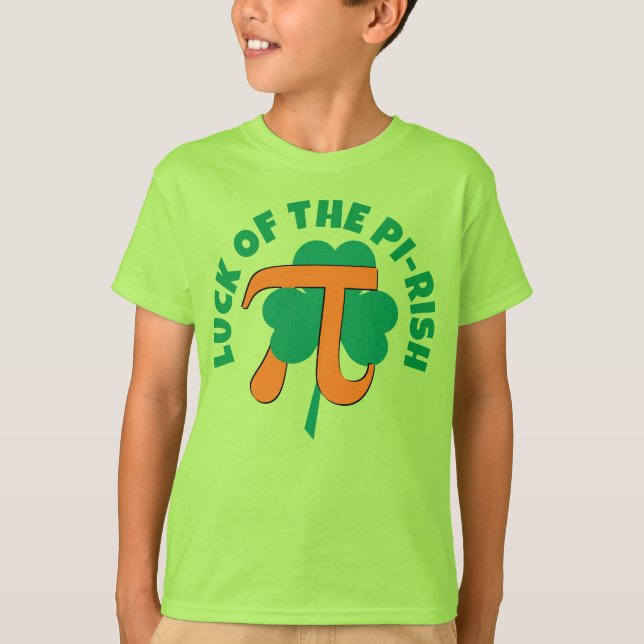 Camiseta SORTE DO Dia de São Patrício RISH Pi Kids. (Frente)