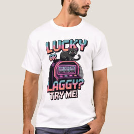 Camiseta Sorte ou Laggy? - Máquina de Slot de Gato de Pixel