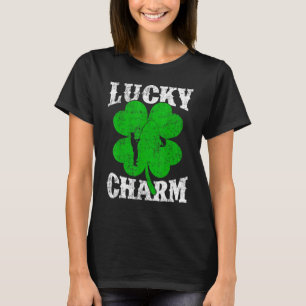 Camiseta Sorte Sazonal Charme de Trevo de Três Folhas para