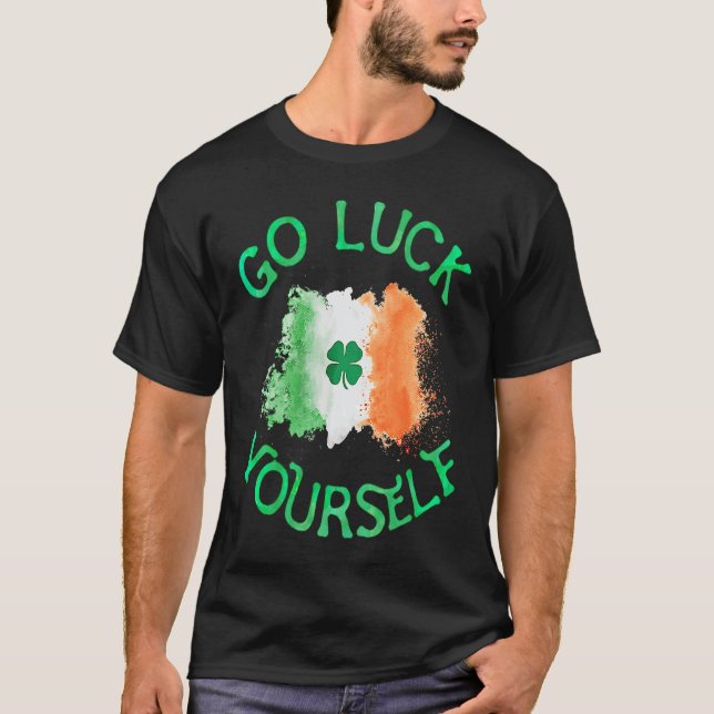 Camiseta Sorte-Se, Bandeira Irlandesa Shamrock Engraçado St (Frente)