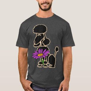 Camiseta Sorteio Cachorro de Poodle Negro com Margarida Rox