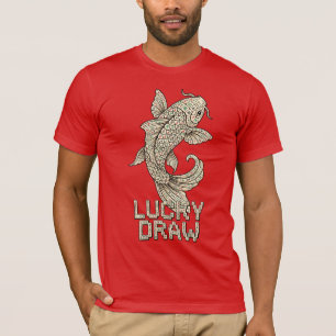 Camiseta Sorteio Mahjong Koi Peixe Tatuagem Vintage Jogos