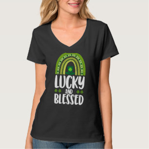 Camiseta Sortuda E Abençoada Mulher Dia de São Patrício Arc