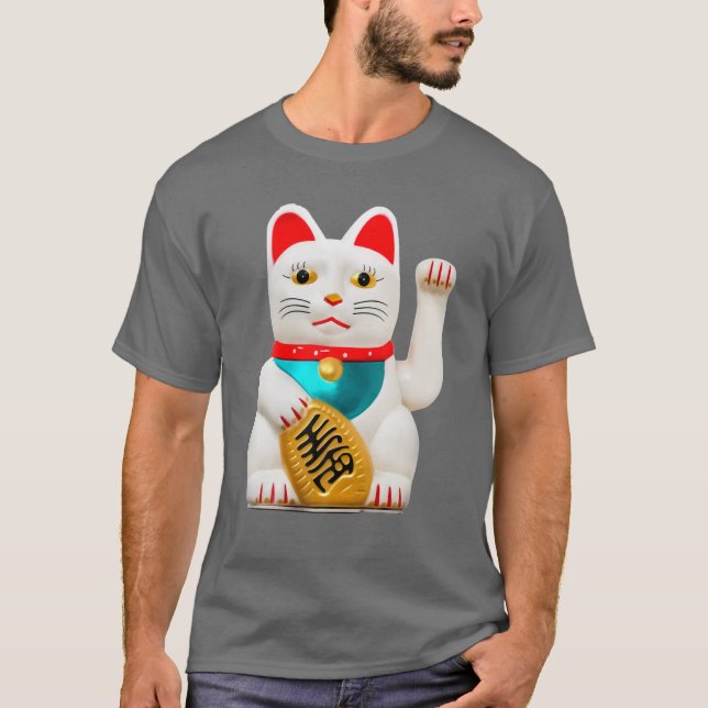 Camiseta Sortuda Gato Amarrando Braço Boa Sorte (Frente)